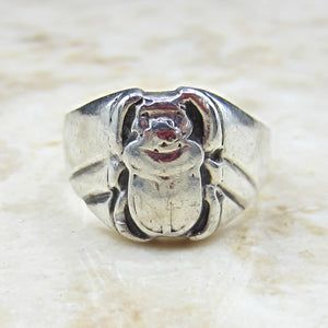 Vintage Sterling Silver Scarab Ring c.1970s