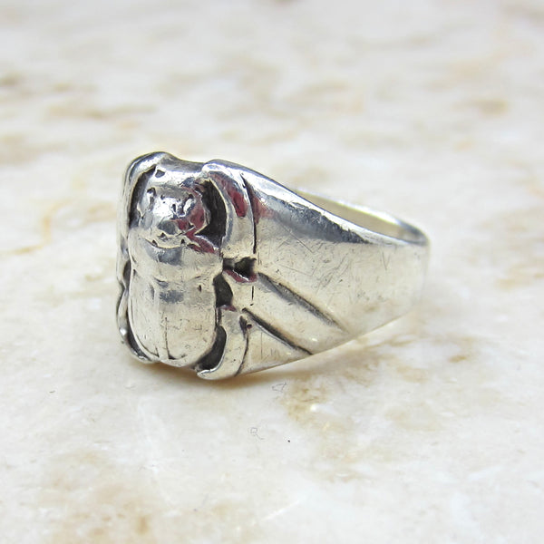 Vintage Sterling Silver Scarab Ring c.1970s