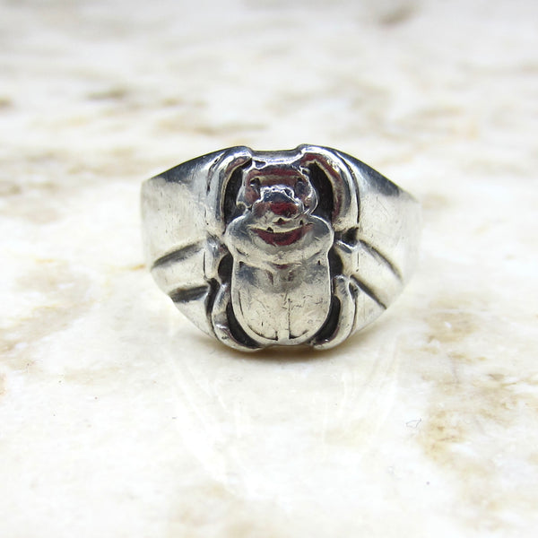 Vintage Sterling Silver Scarab Ring c.1970s