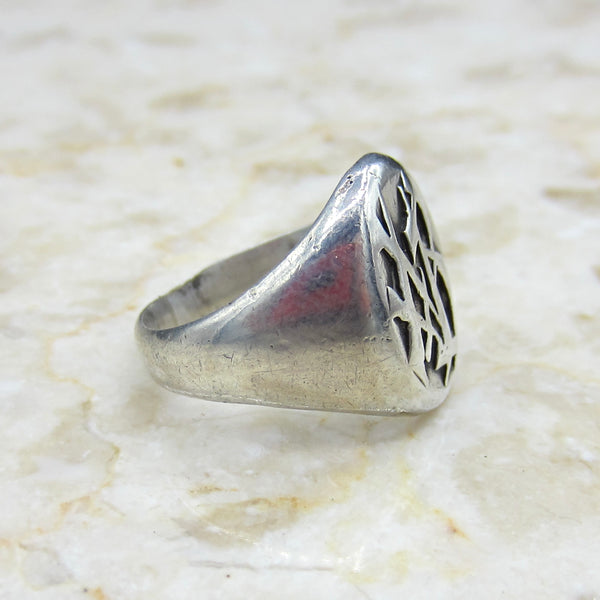 Vintage Art Deco Sterling Silver Signet Ring AB c.1930s