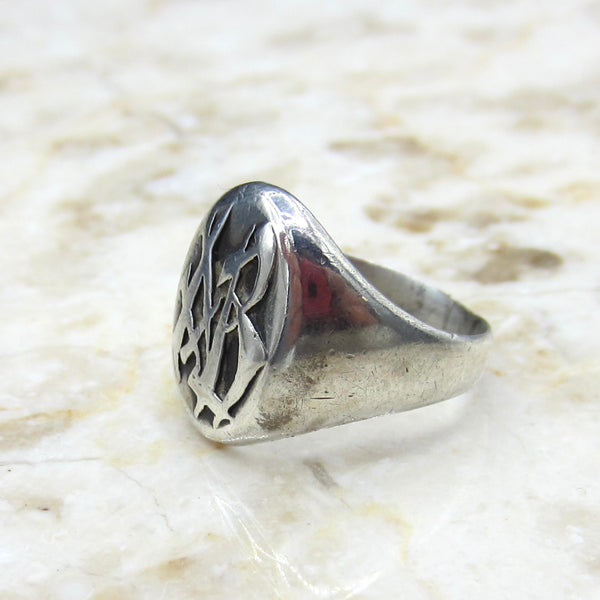 Vintage Art Deco Sterling Silver Signet Ring AB c.1930s