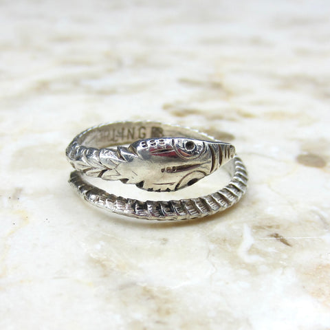 Antique Art Deco Sterling Silver Snake Wrap Ring c.1920s