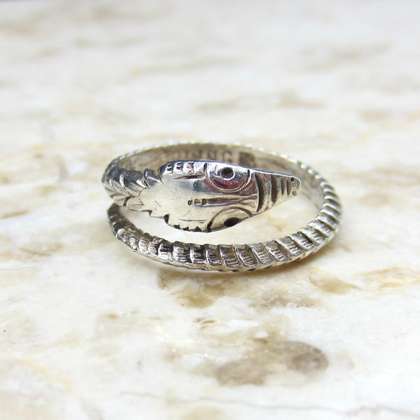 Antique Art Deco Sterling Silver Snake Wrap Ring c.1920s