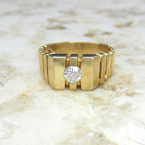 Vintage 14k Gold Modernist Diamond Ring c.1970s