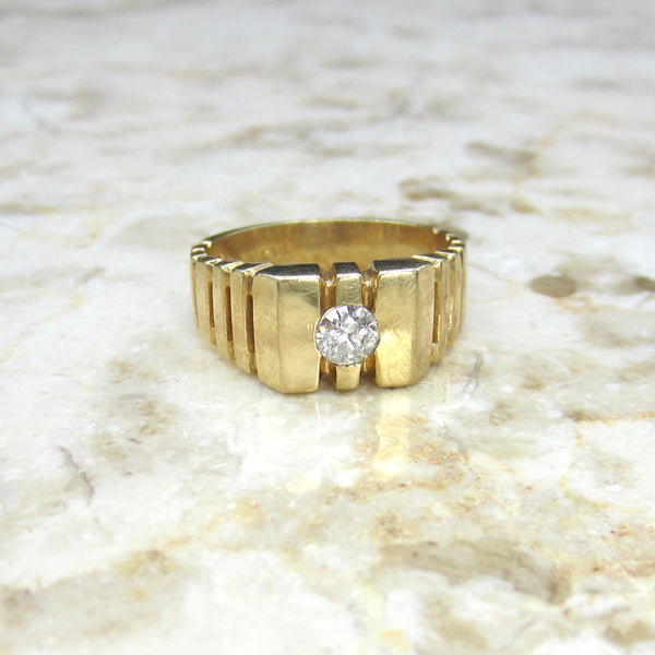 Vintage 14k Gold Modernist Diamond Ring c.1970s