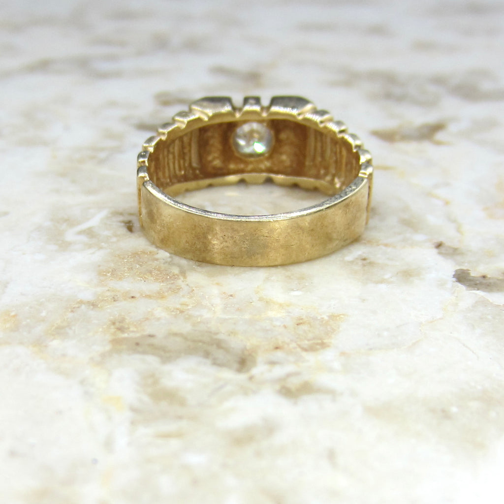 Vintage 14k Gold Modernist Diamond Ring c.1970s