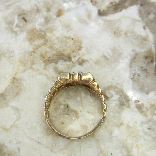 Vintage 14k Gold Modernist Diamond Ring c.1970s