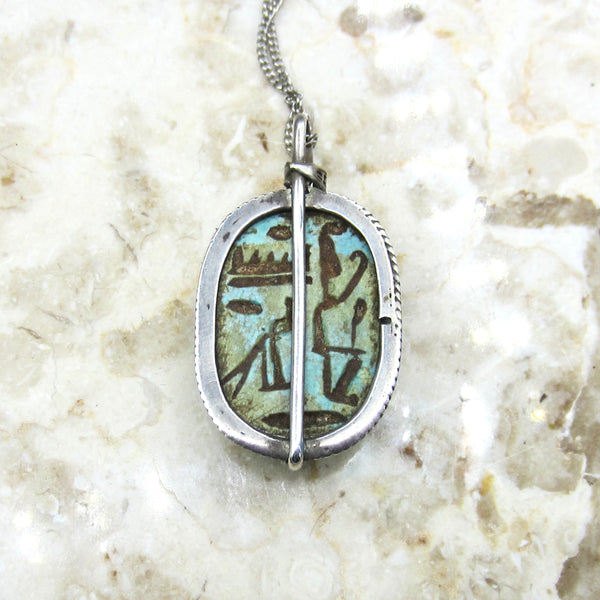 Vintage 800 Silver Egyptian Scarab Pendant