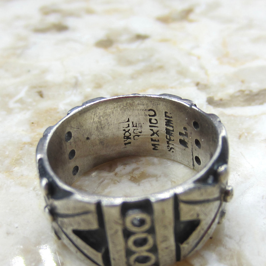 Vintage Taxco Mexican Sterling Silver Tribal Band Ring