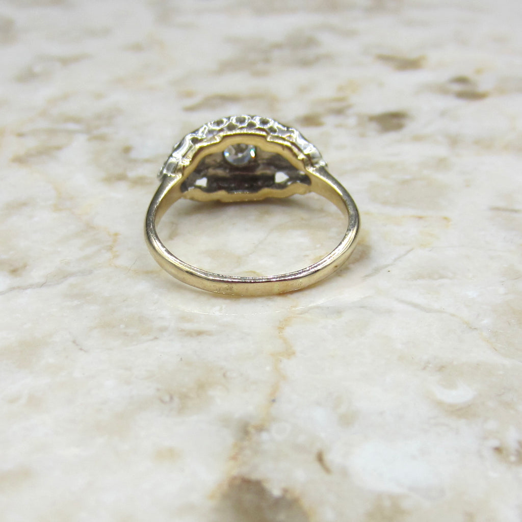 Vintage Art Deco 14k Gold Old European Cut Diamond Ring c.1930s