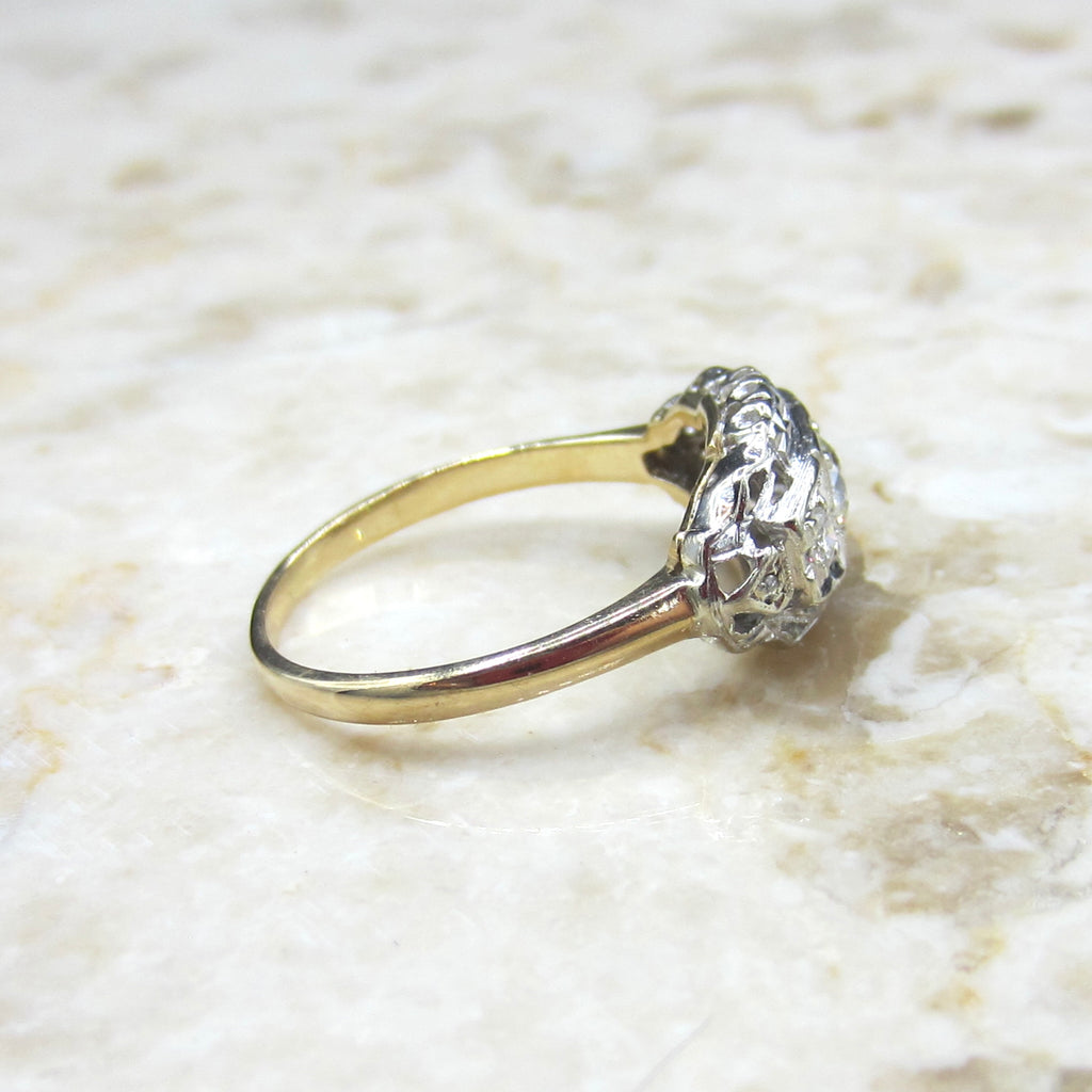 Vintage Art Deco 14k Gold Old European Cut Diamond Ring c.1930s