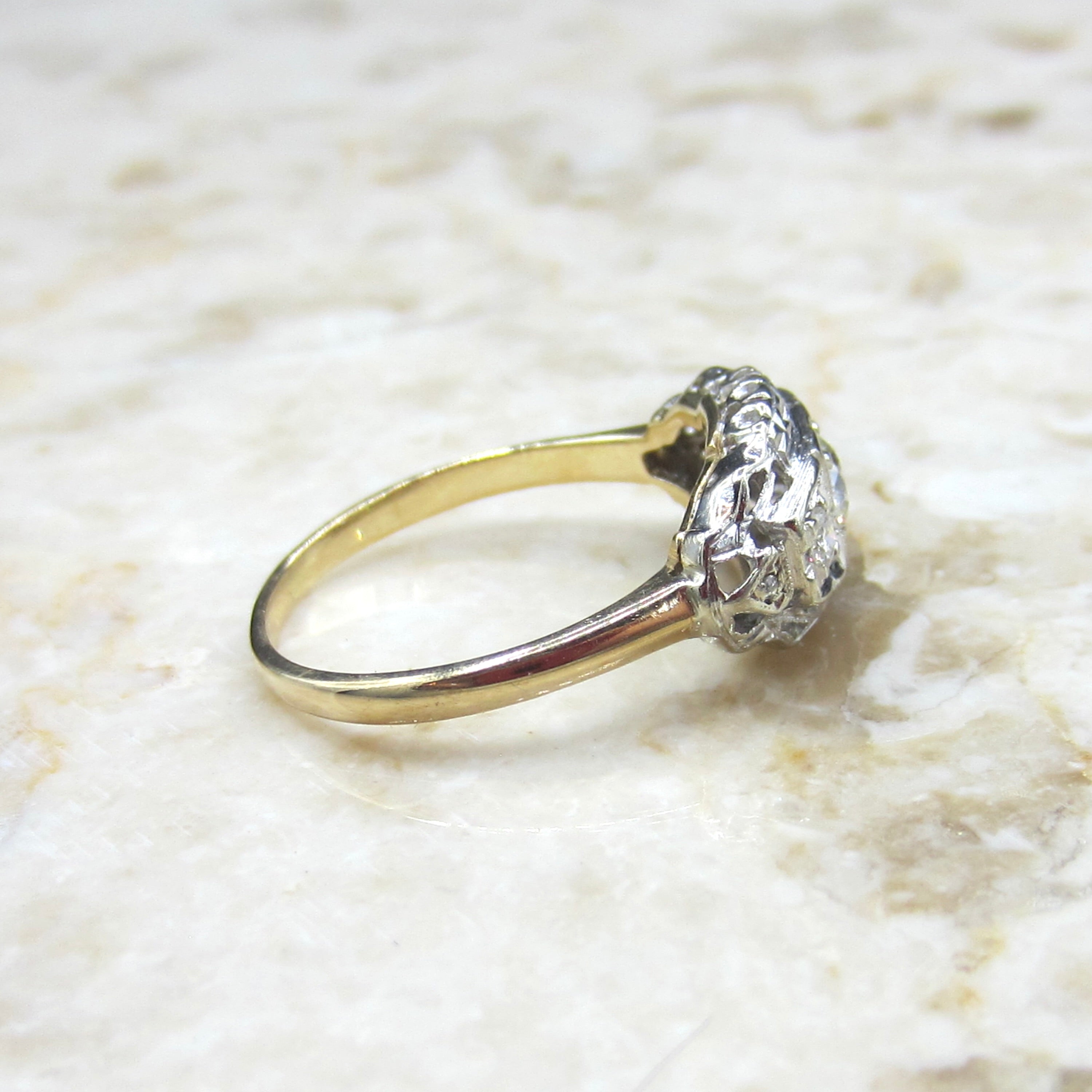 Vintage Art Deco 14k Gold Old European Cut Diamond Ring c.1930s