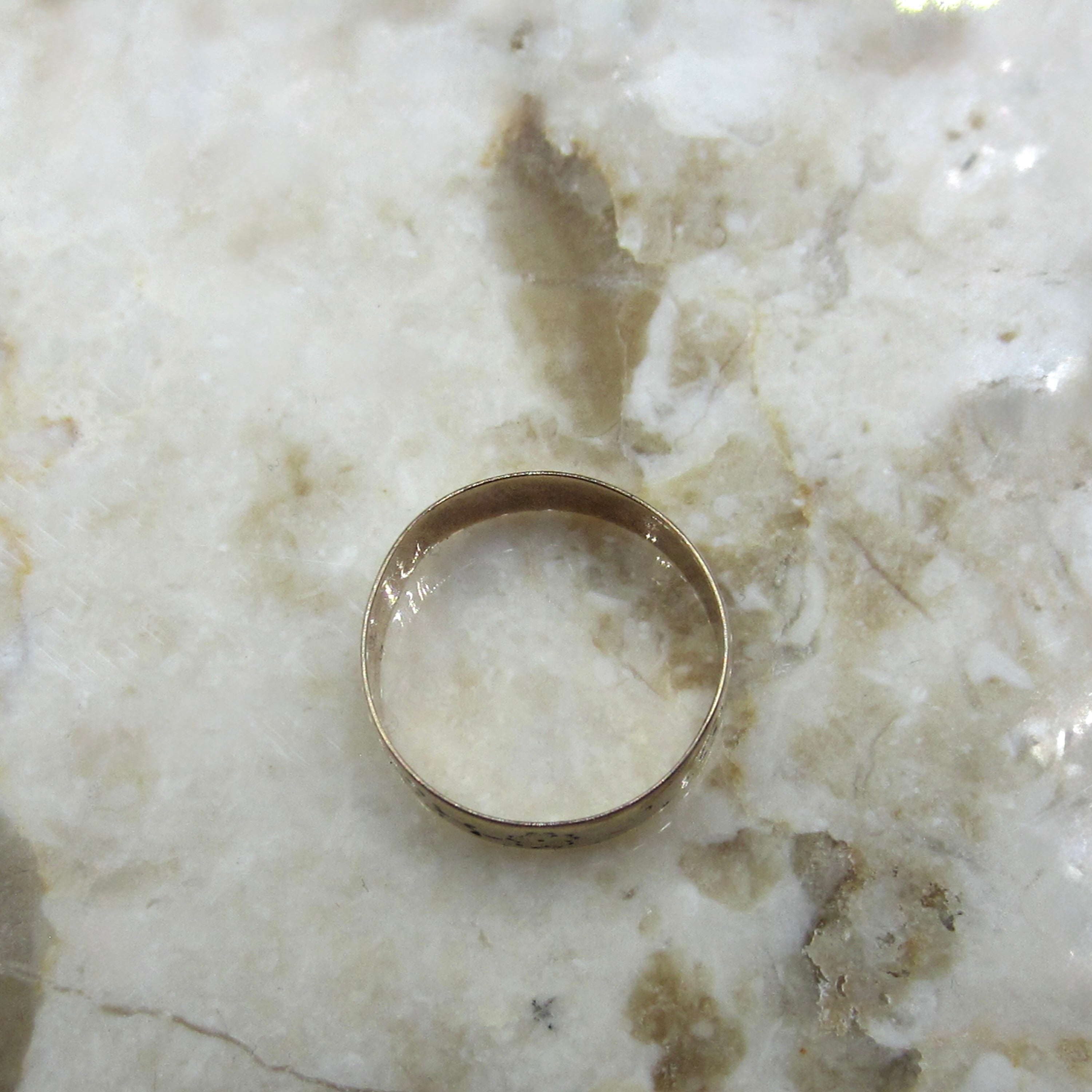 Antique 14k Gold Early Victorian Floral Pattern Band Ring c.1850s