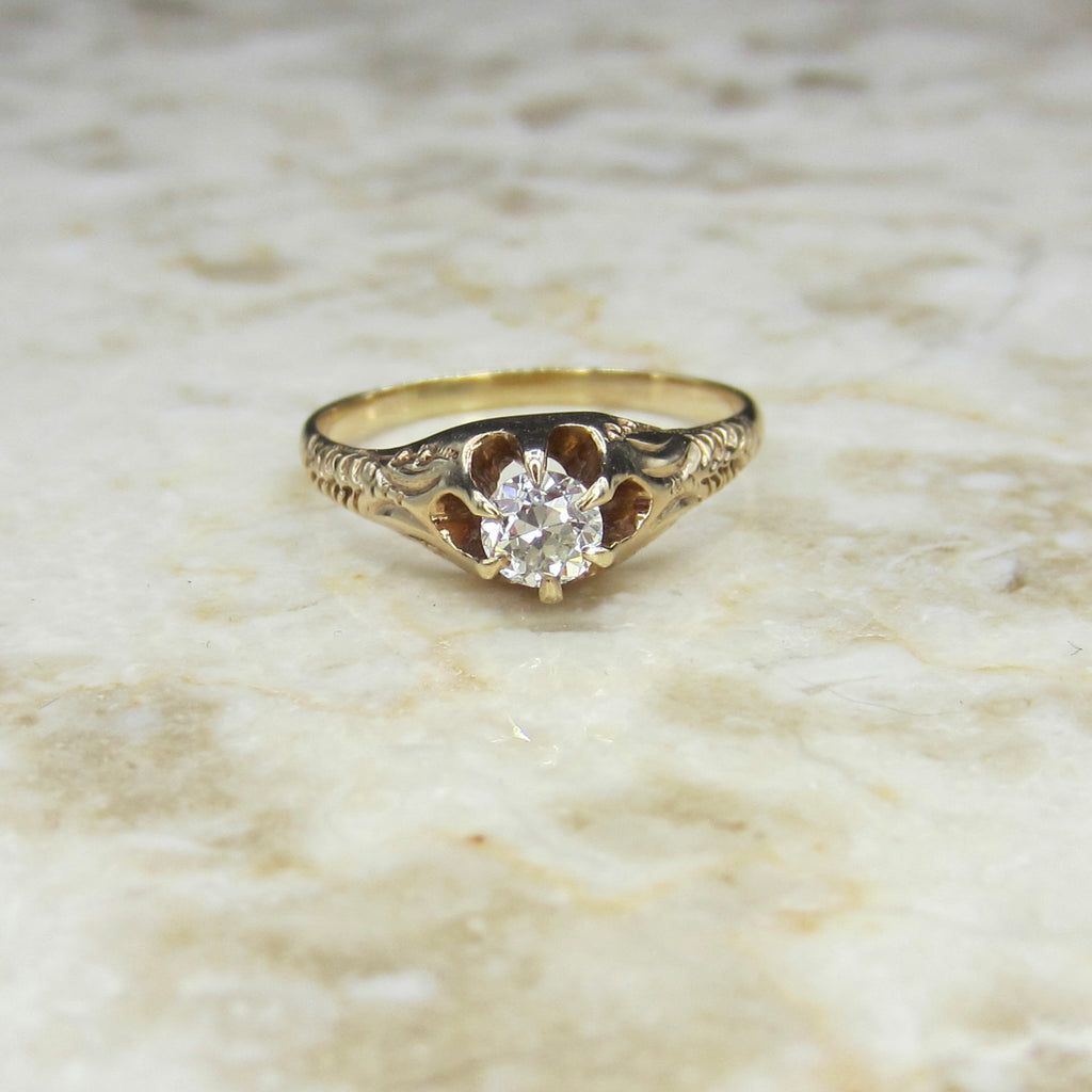 Vintage 14k Gold .30 ct Diamond Solitaire Ring c.1930s
