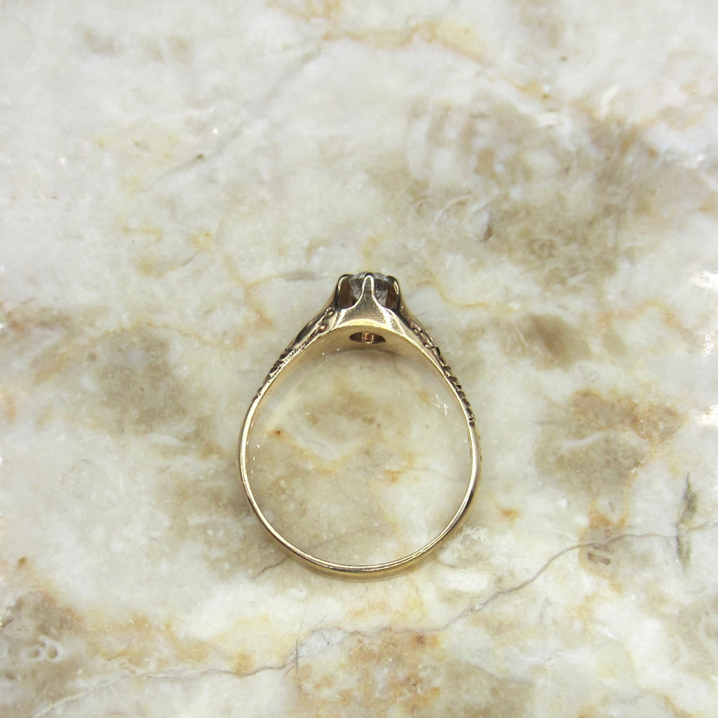 Vintage 14k Gold .30 ct Diamond Solitaire Ring c.1930s