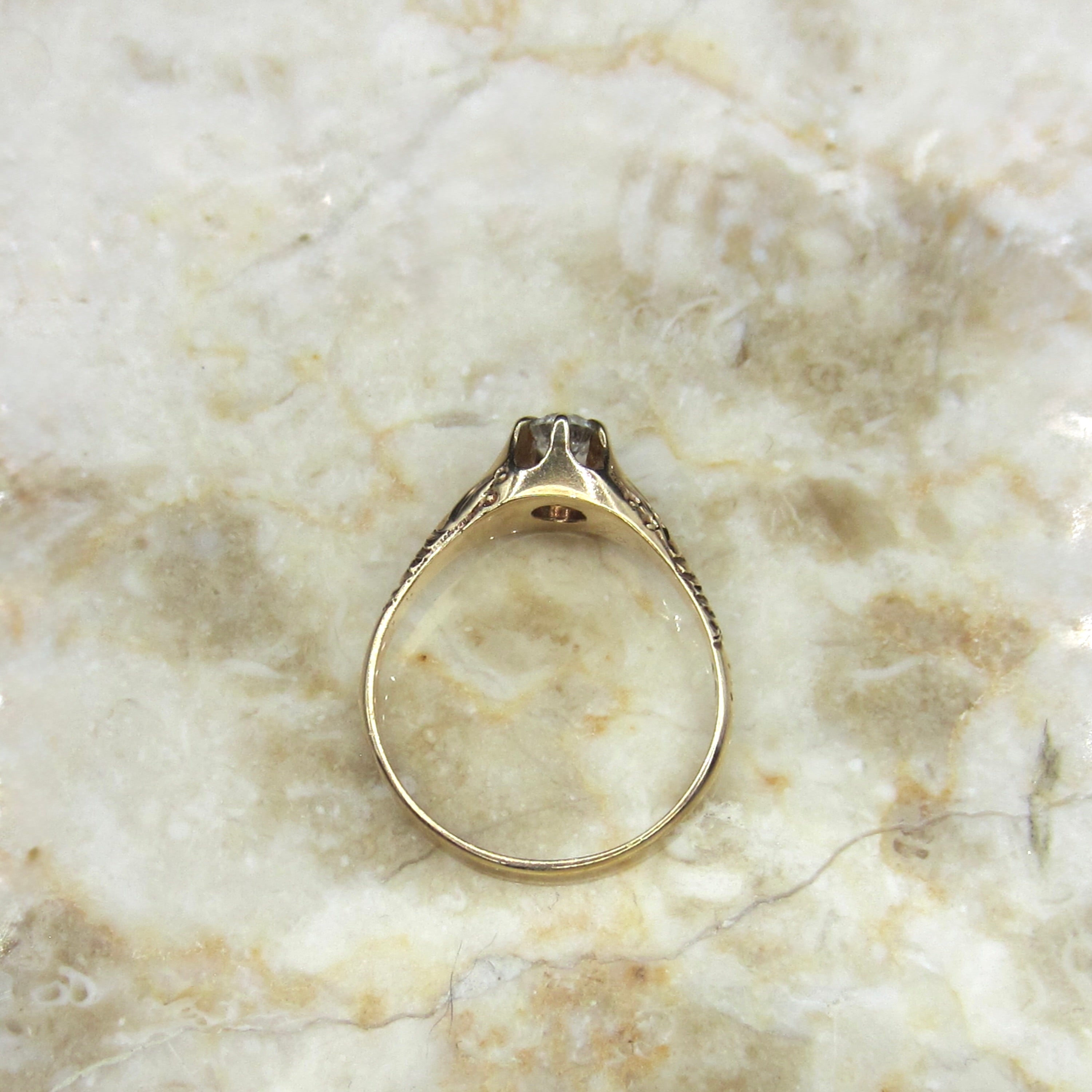 Vintage 14k Gold .30 ct Diamond Solitaire Ring c.1930s