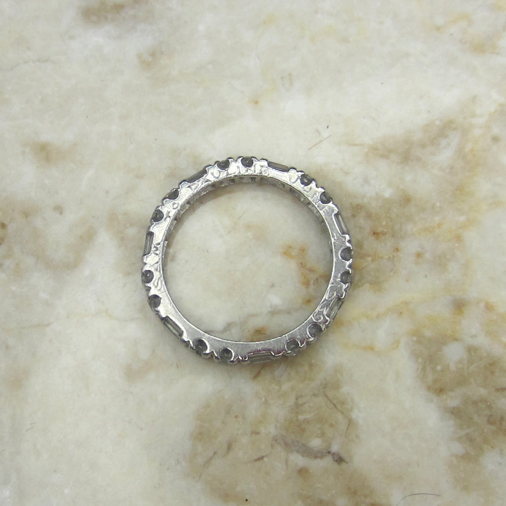 Vintage Art Deco Platinum Diamond Baguette and Round Eternity Ring 1939