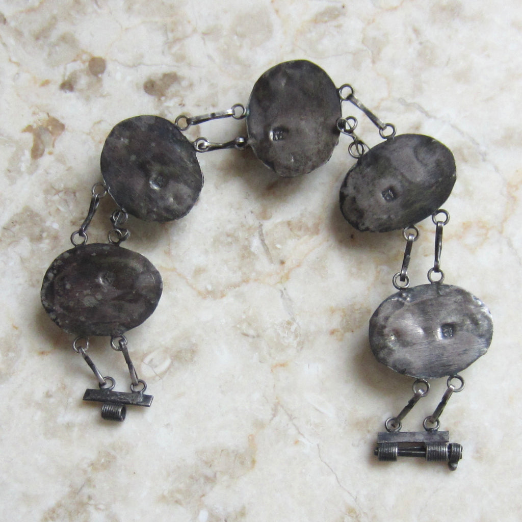 Vintage 800 Silver Egyptian Scarab Bracelet c.1970s