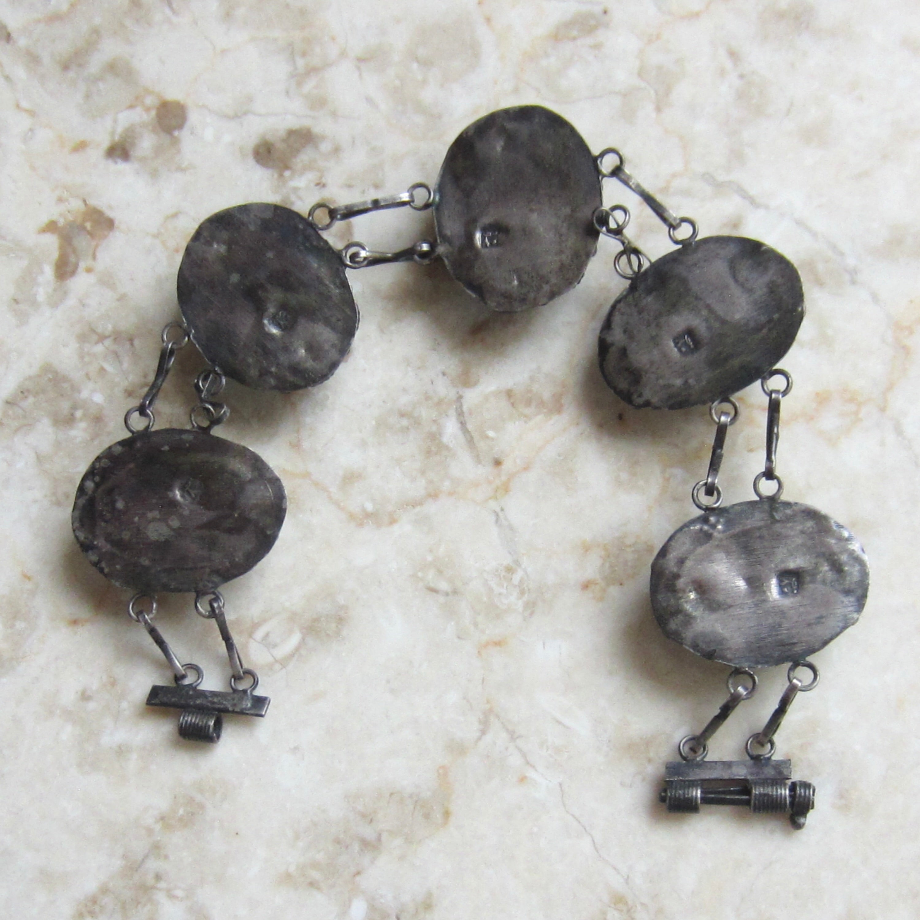 Vintage 800 Silver Egyptian Scarab Bracelet c.1970s