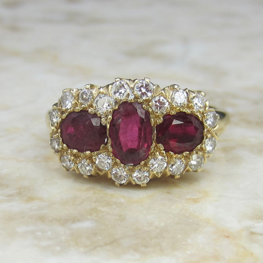Vintage 14k Gold Ruby and Diamond Ring c.1940s