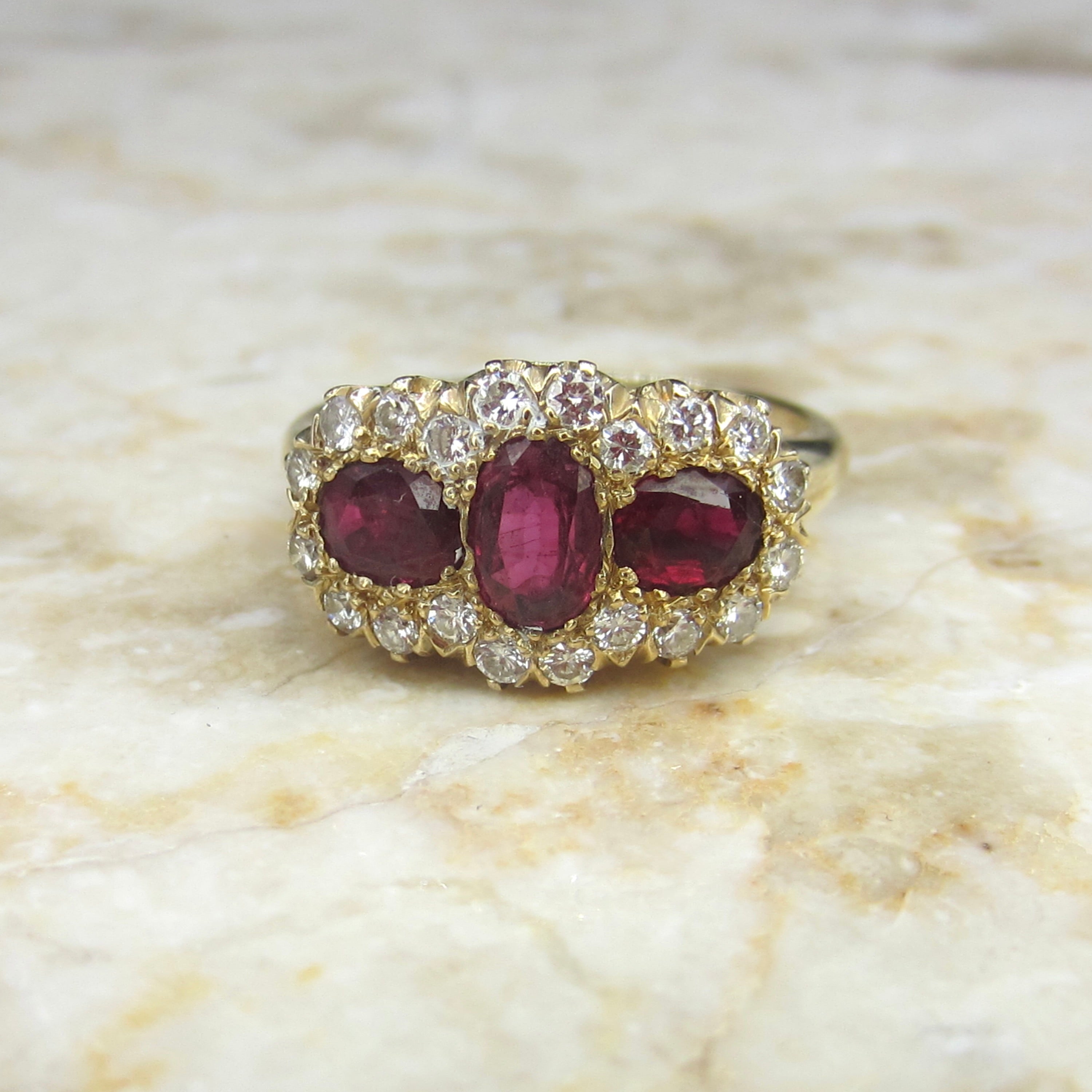 Vintage 14k Gold Ruby and Diamond Ring c.1940s