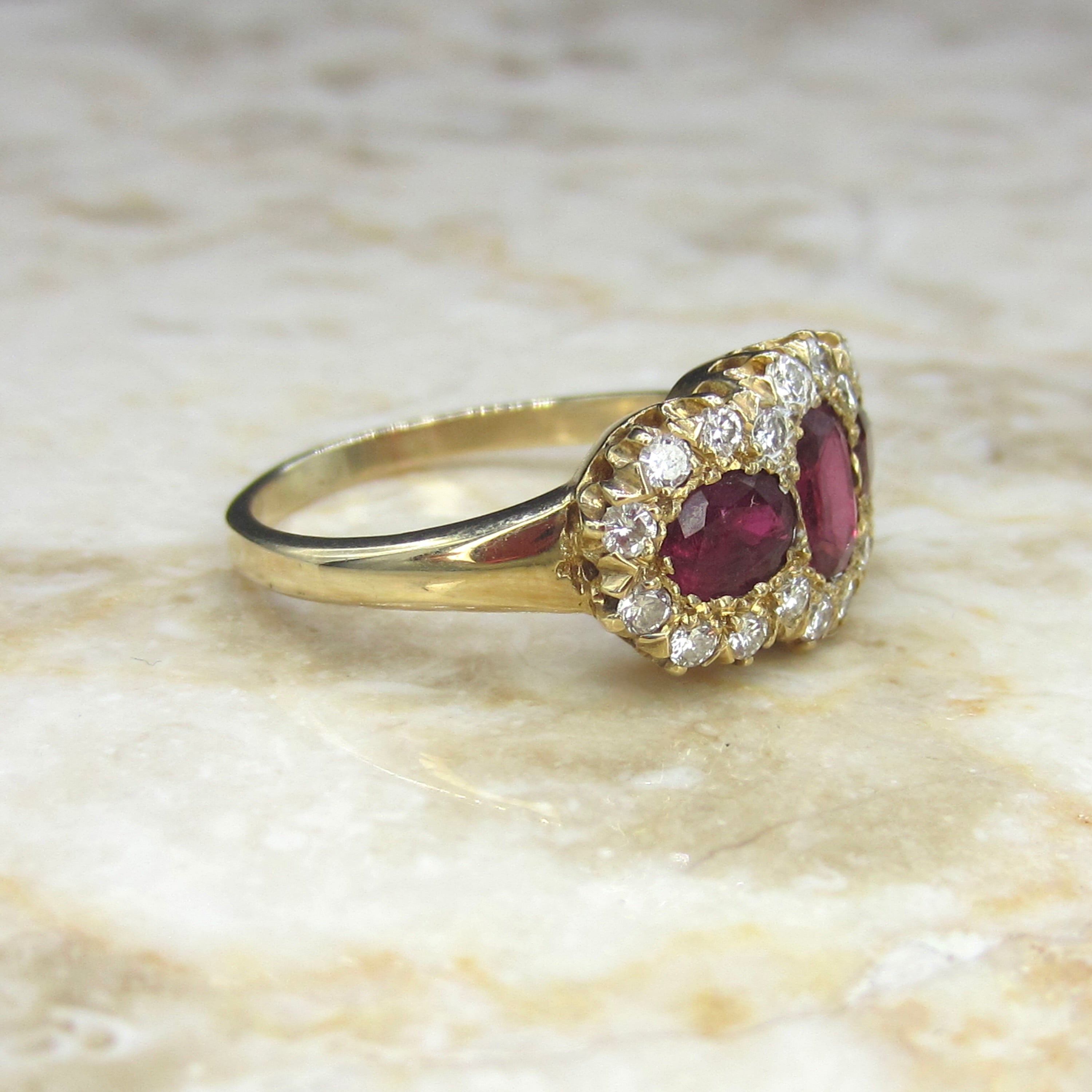 Vintage 14k Gold Ruby and Diamond Ring c.1940s