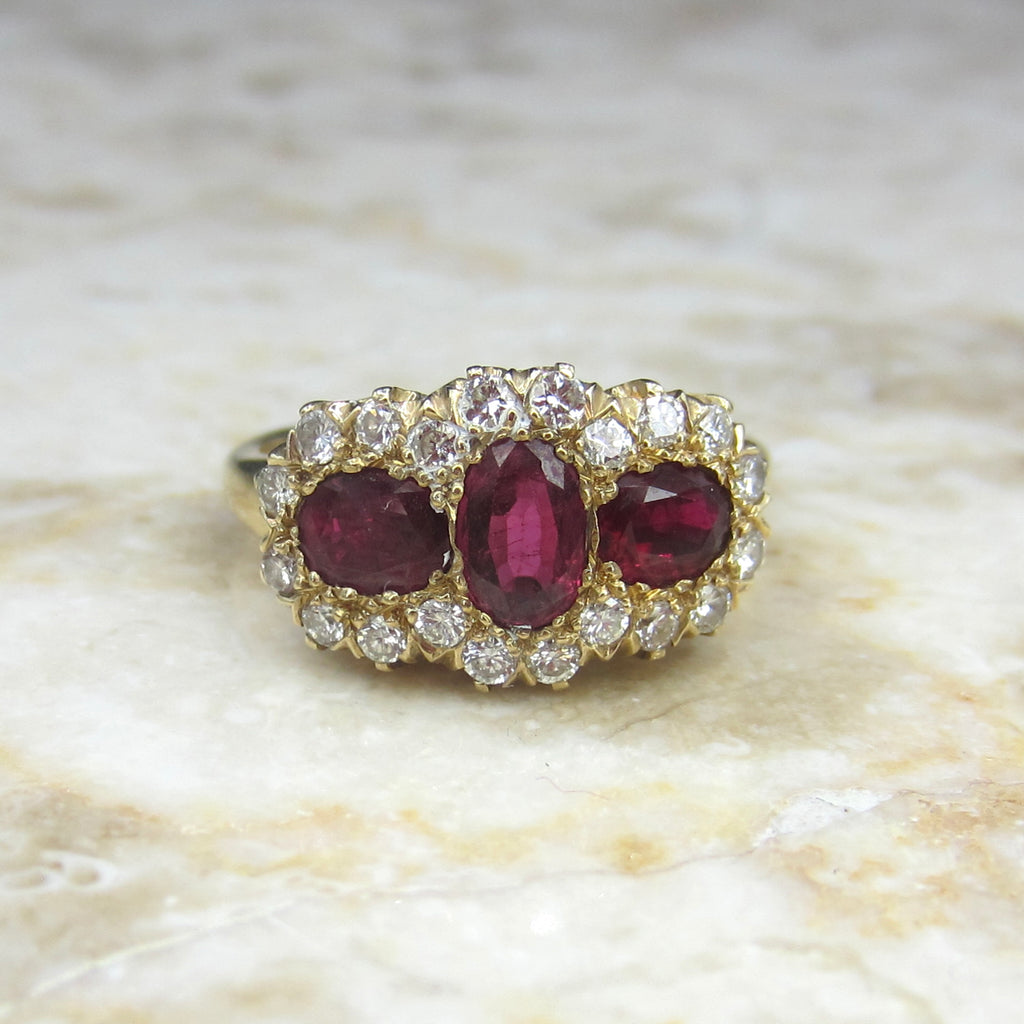 Vintage 14k Gold Ruby and Diamond Ring c.1940s