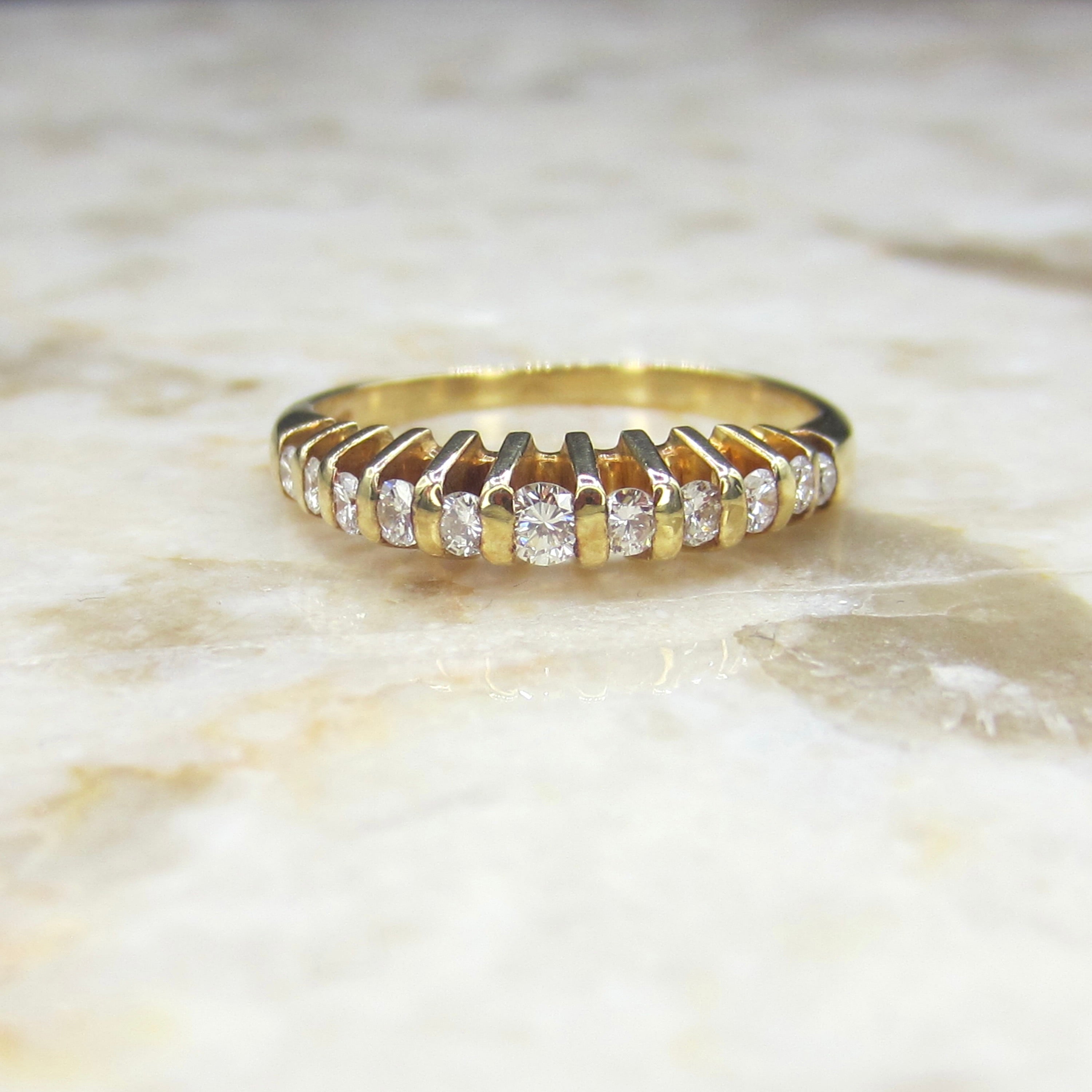 Vintage 14k Gold and Diamond Stacking Band c.1990s