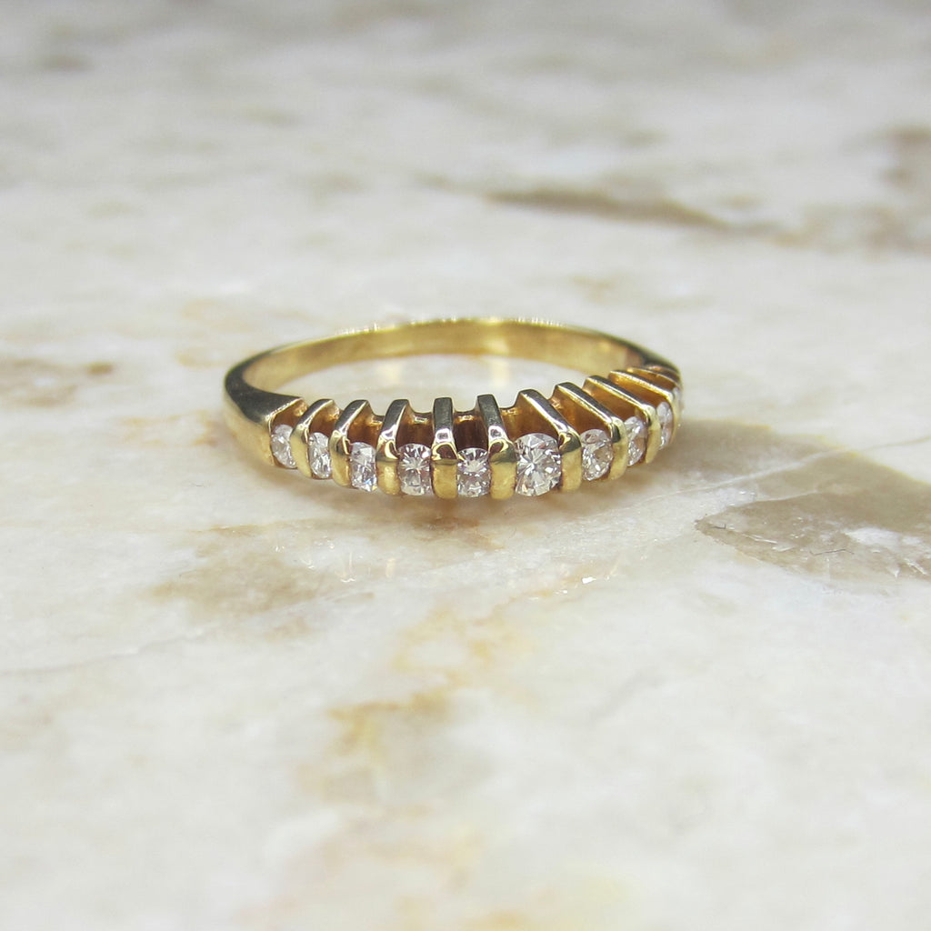 Vintage 14k Gold and Diamond Stacking Band c.1990s