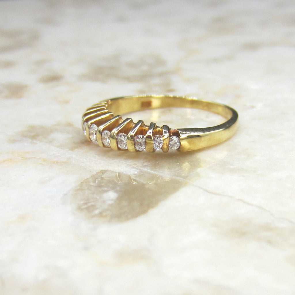 Vintage 14k Gold and Diamond Stacking Band c.1990s