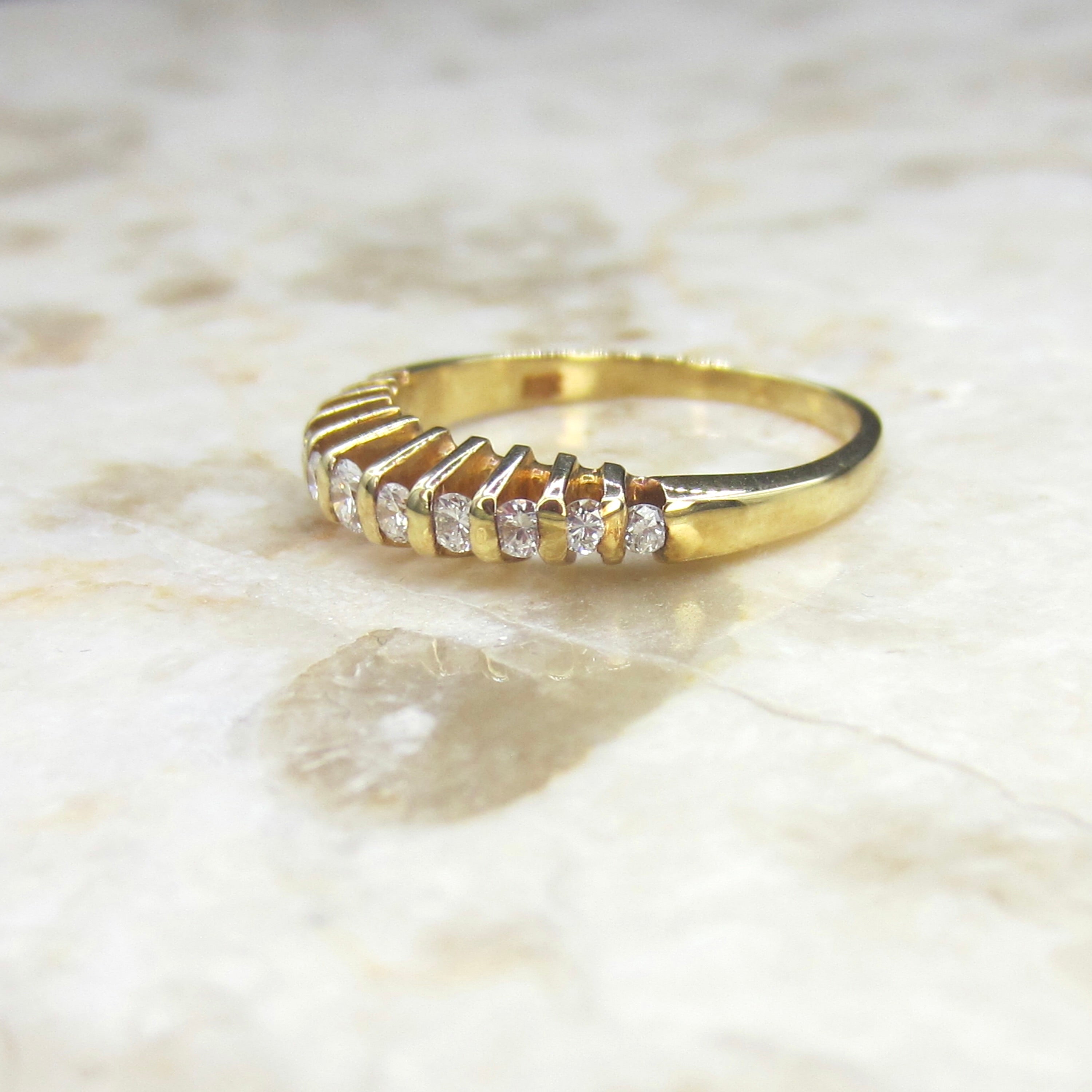 Vintage 14k Gold and Diamond Stacking Band c.1990s