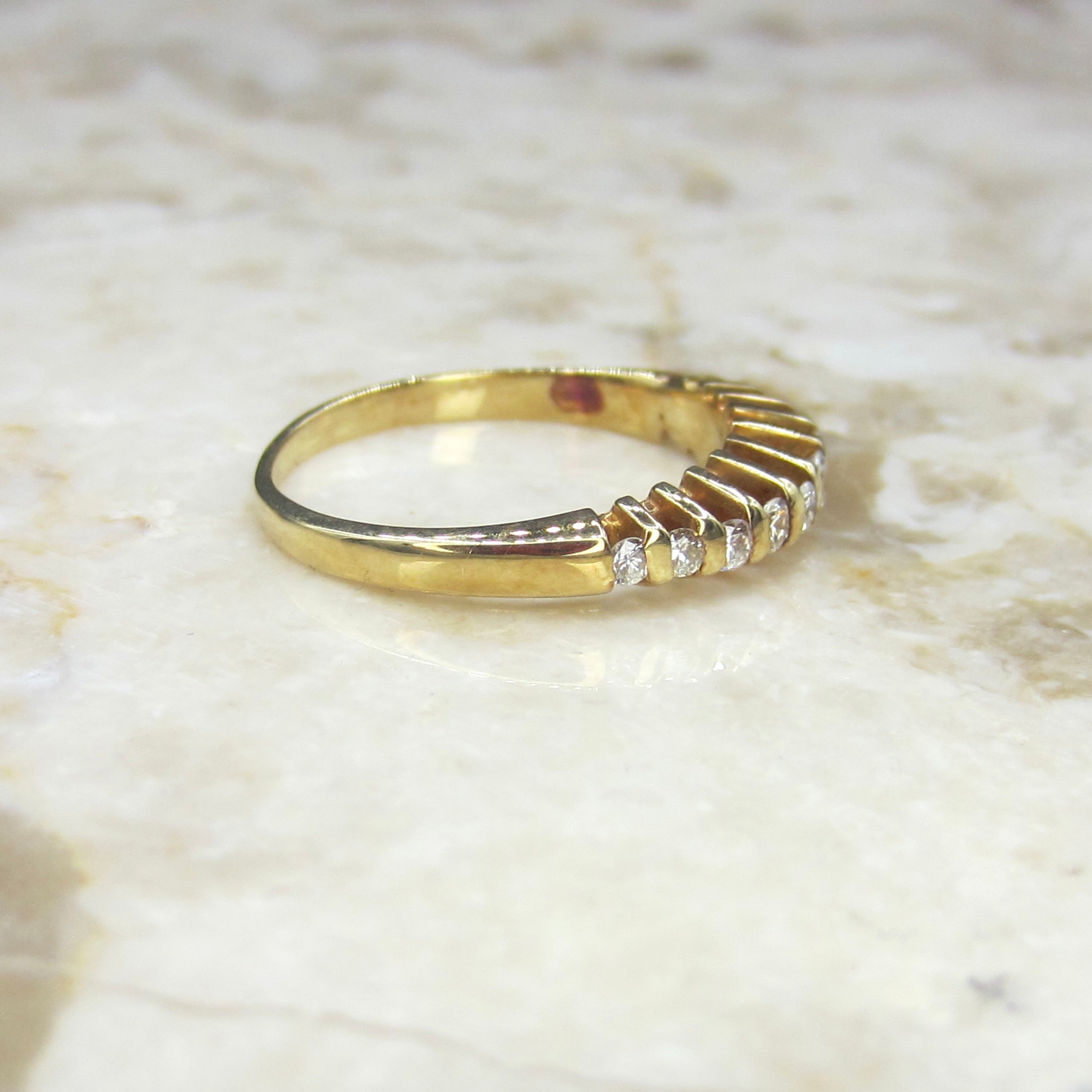 Vintage 14k Gold and Diamond Stacking Band c.1990s