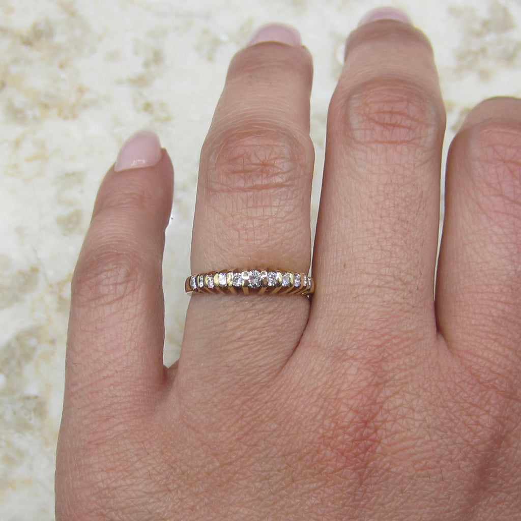 Vintage 14k Gold and Diamond Stacking Band c.1990s