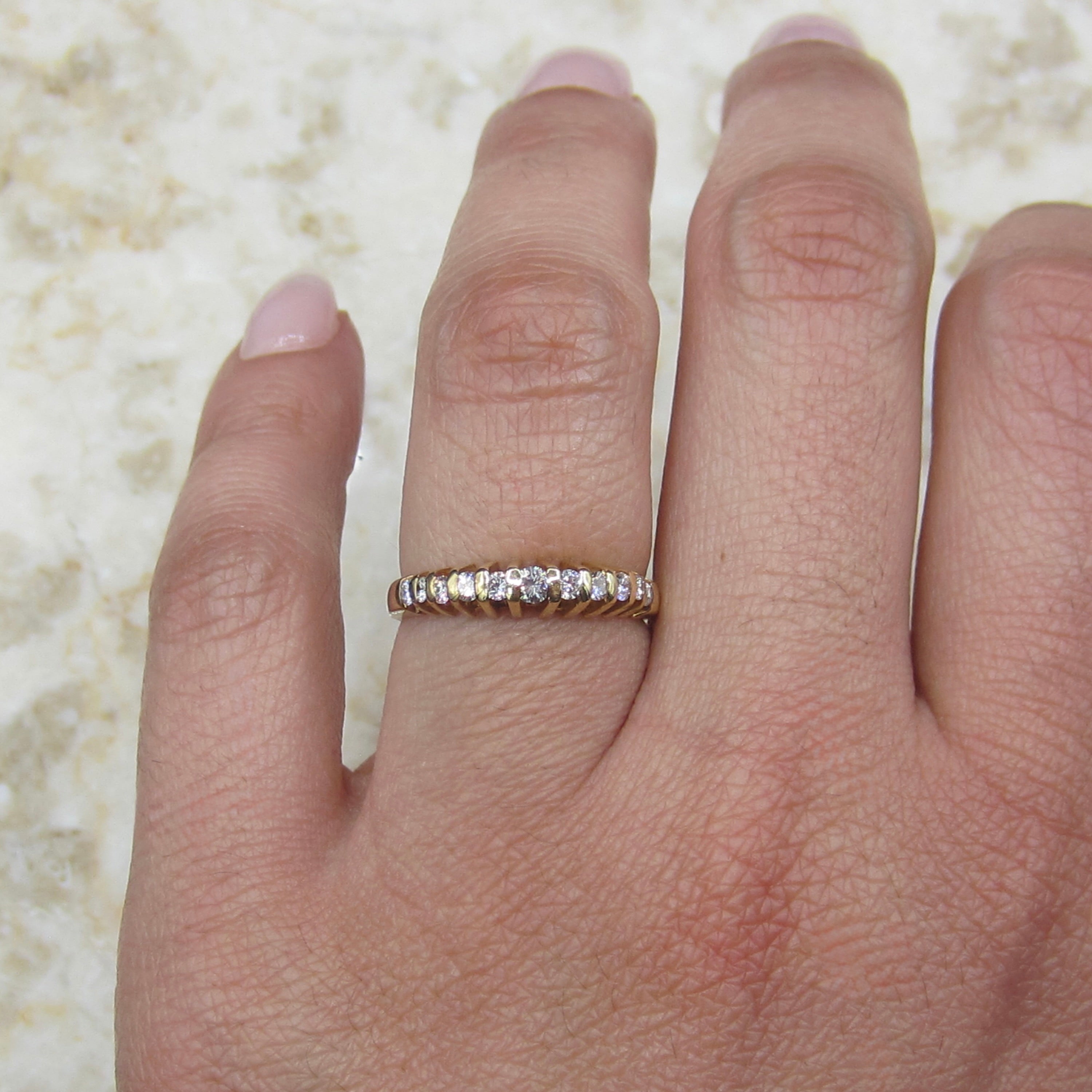 Vintage 14k Gold and Diamond Stacking Band c.1990s