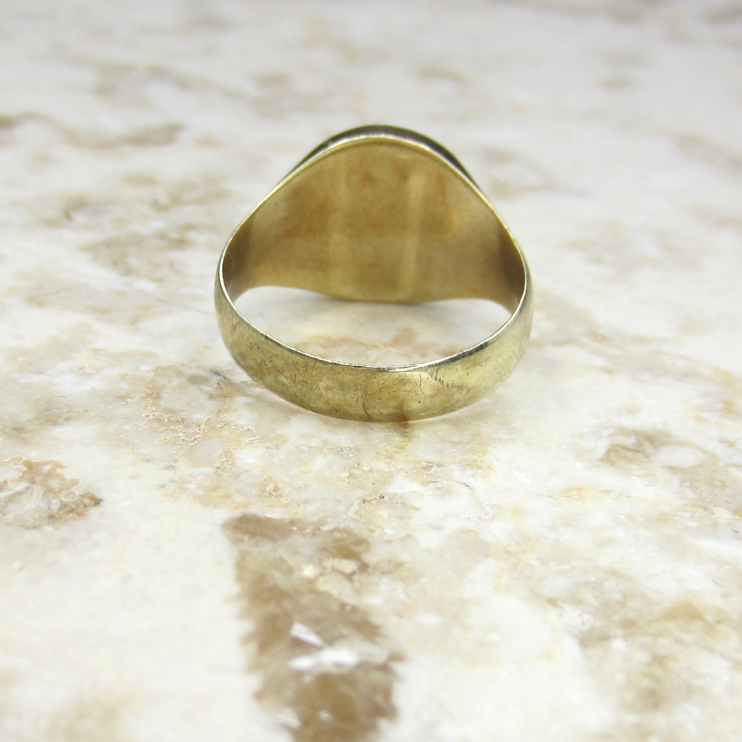 Vintage 14k Gold Cancer Zodiac Signet Ring Horoscope Jewelry c.1970s