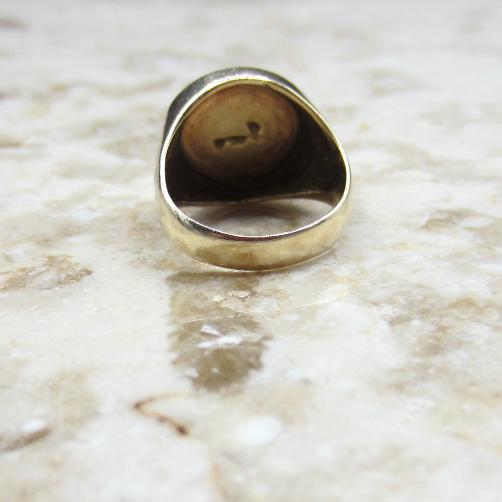 Vintage 14k Gold Sagittarius Zodiac Signet Ring Horoscope Jewelry c.1970s