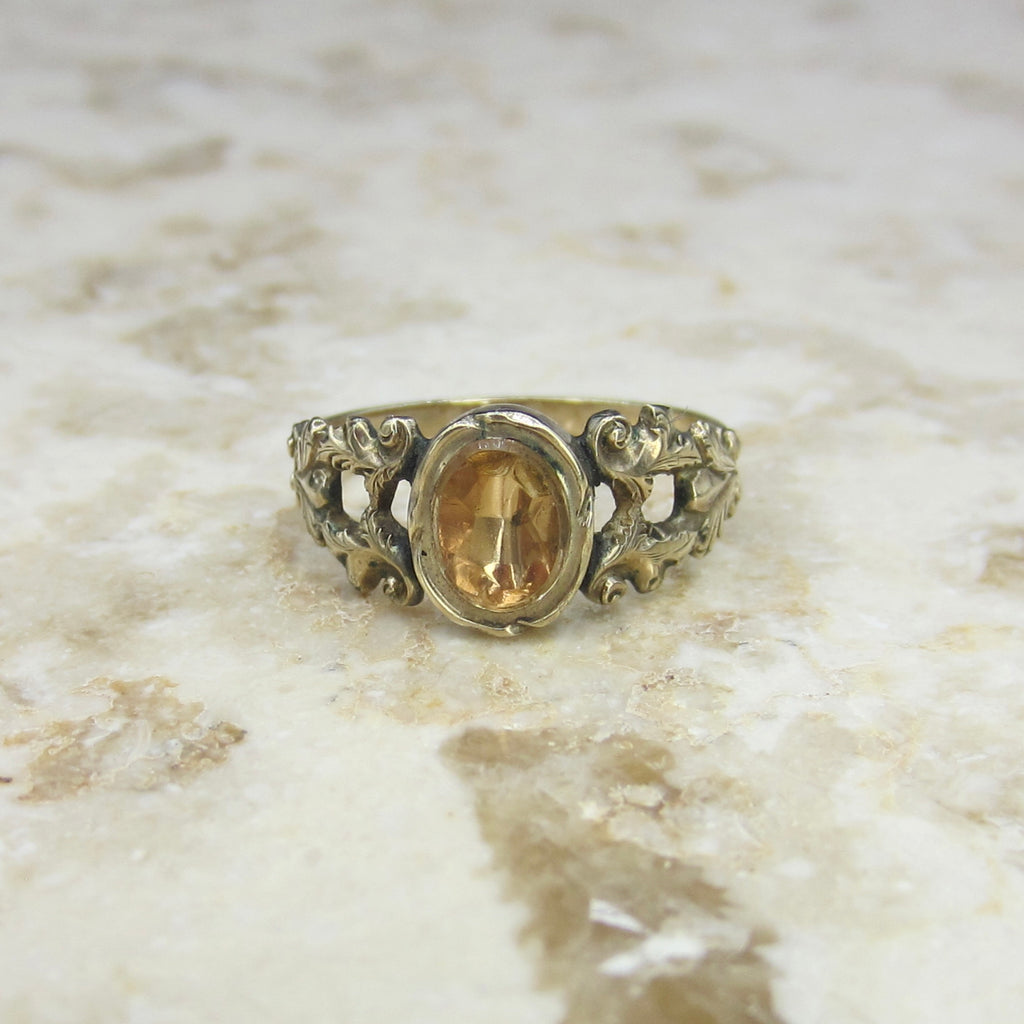 Antique Georgian 14k Gold Citrine Ring c.1830s