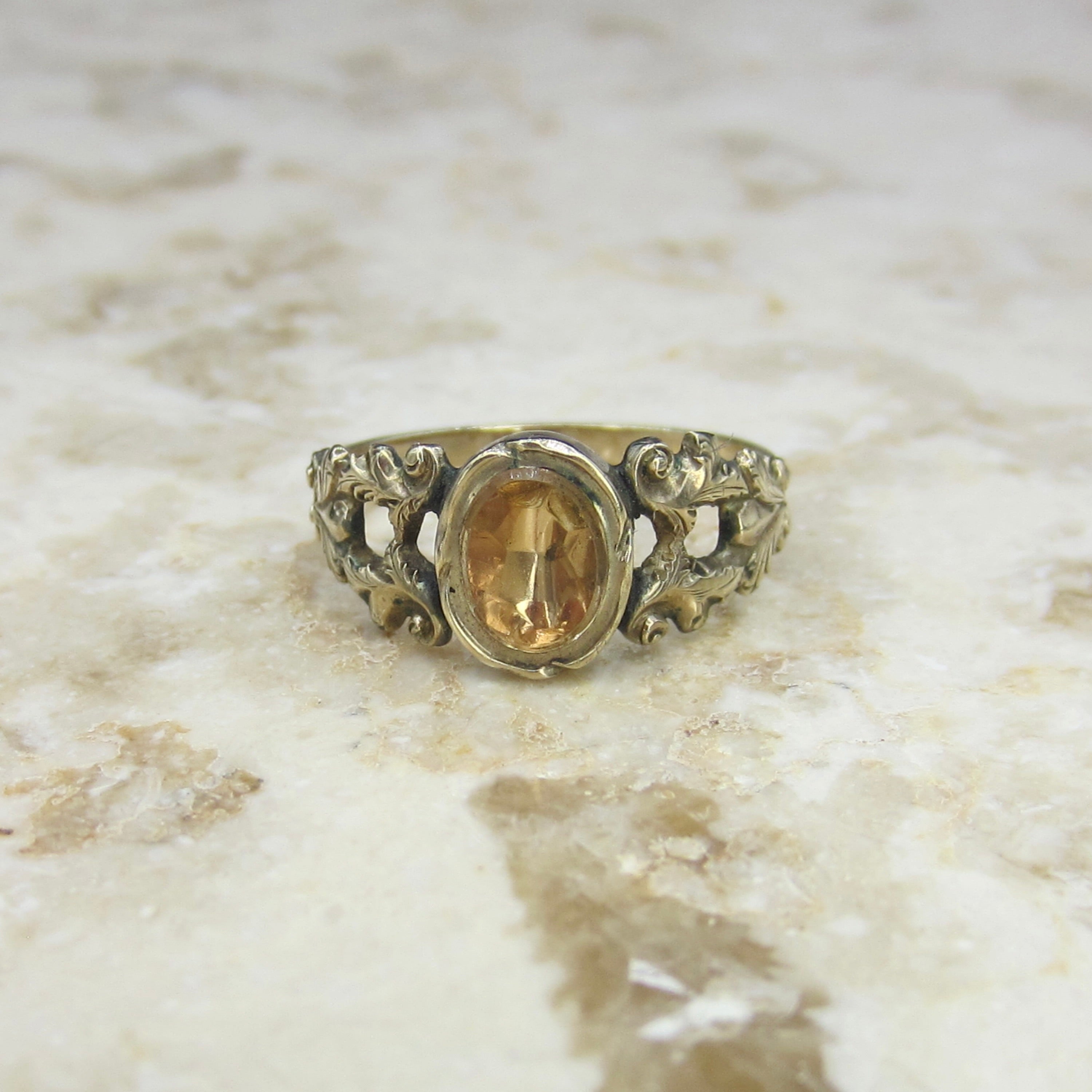 Antique Georgian 14k Gold Citrine Ring c.1830s