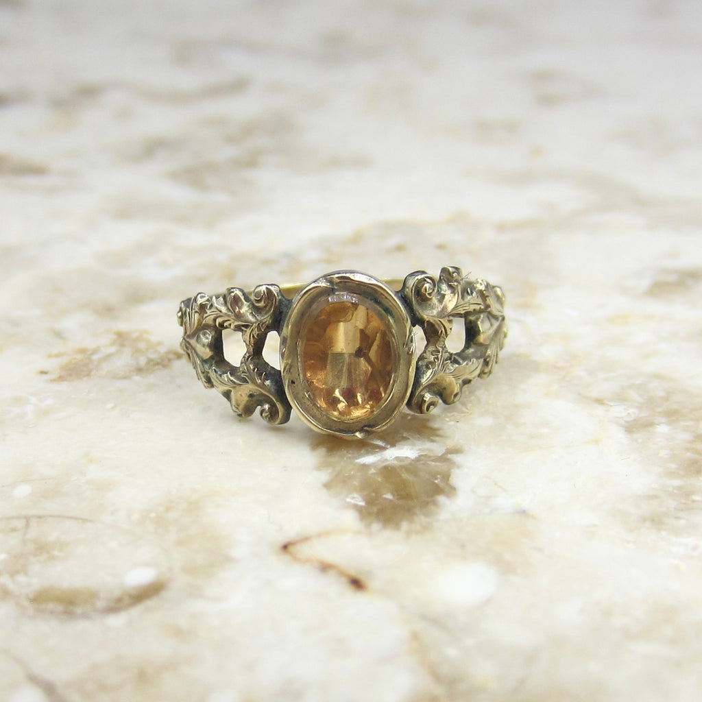Antique Georgian 14k Gold Citrine Ring c.1830s