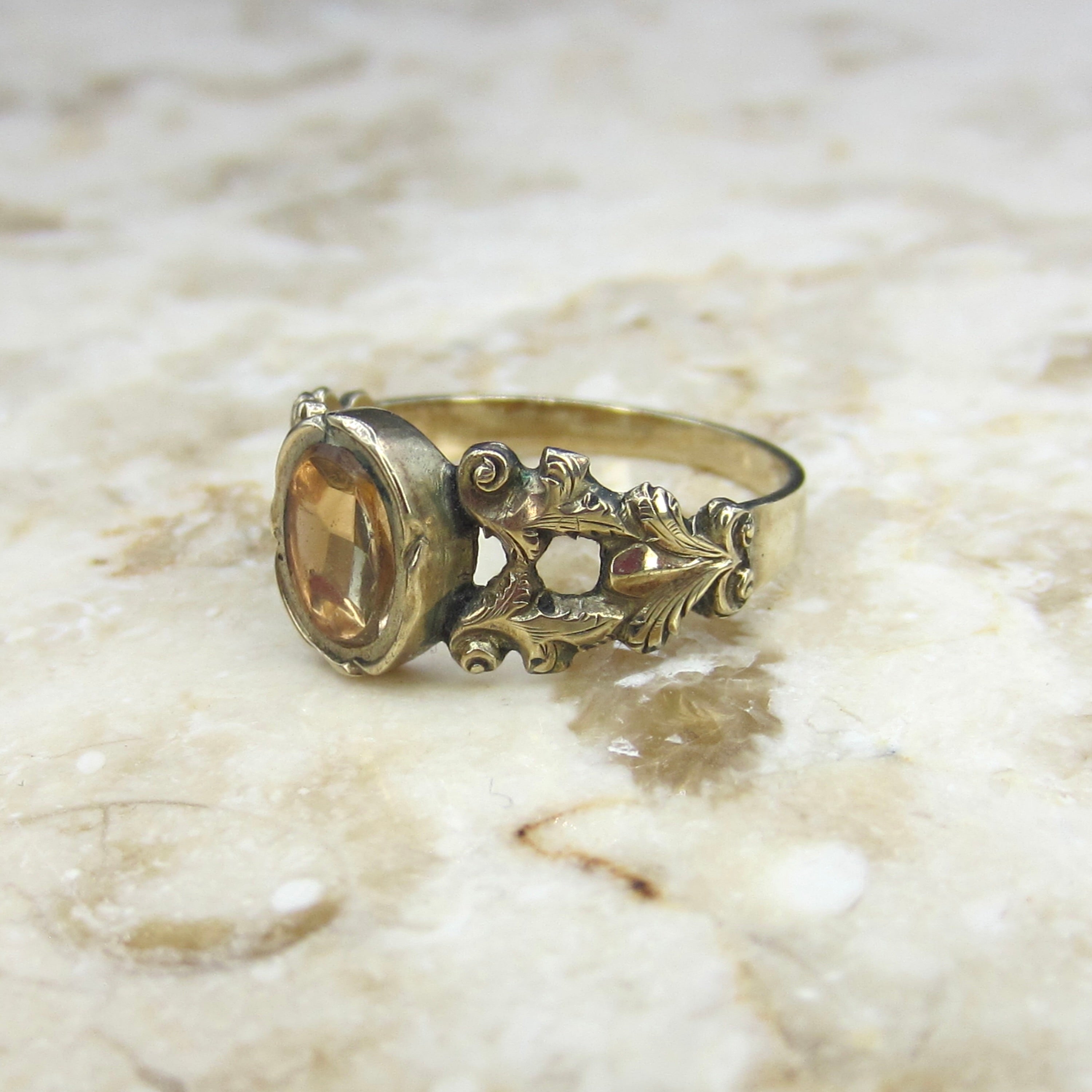 Antique Georgian 14k Gold Citrine Ring c.1830s