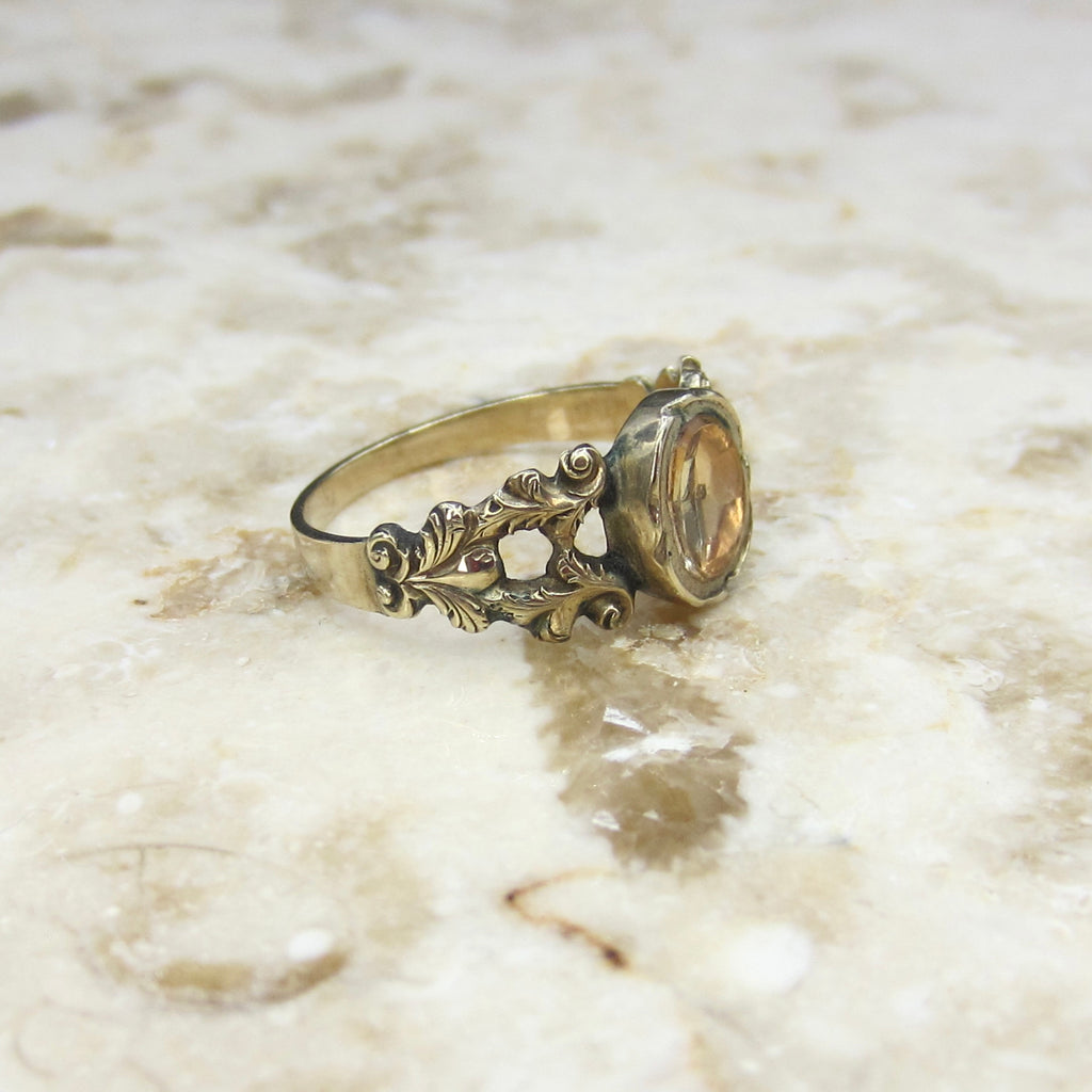 Antique Georgian 14k Gold Citrine Ring c.1830s