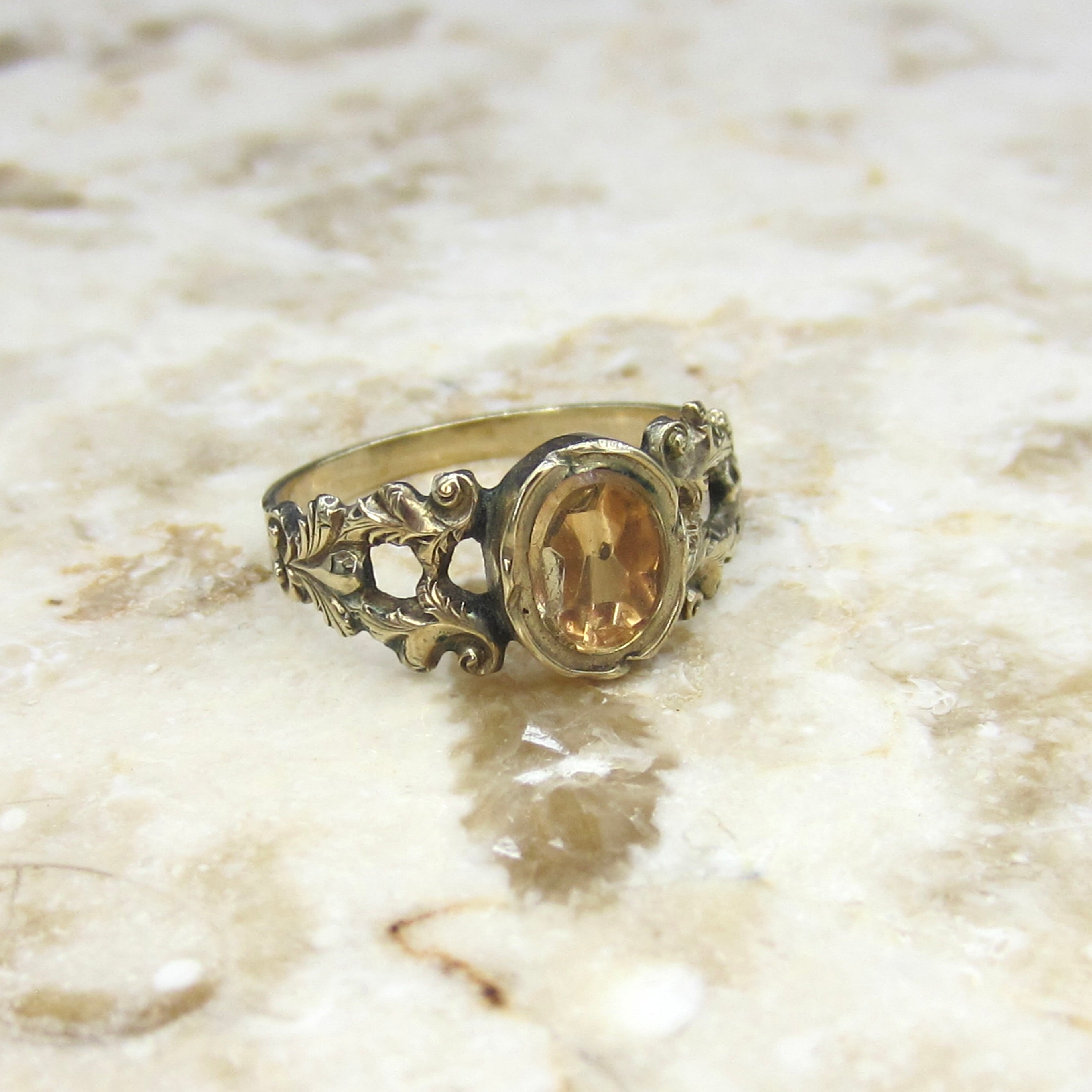 Antique Georgian 14k Gold Citrine Ring c.1830s
