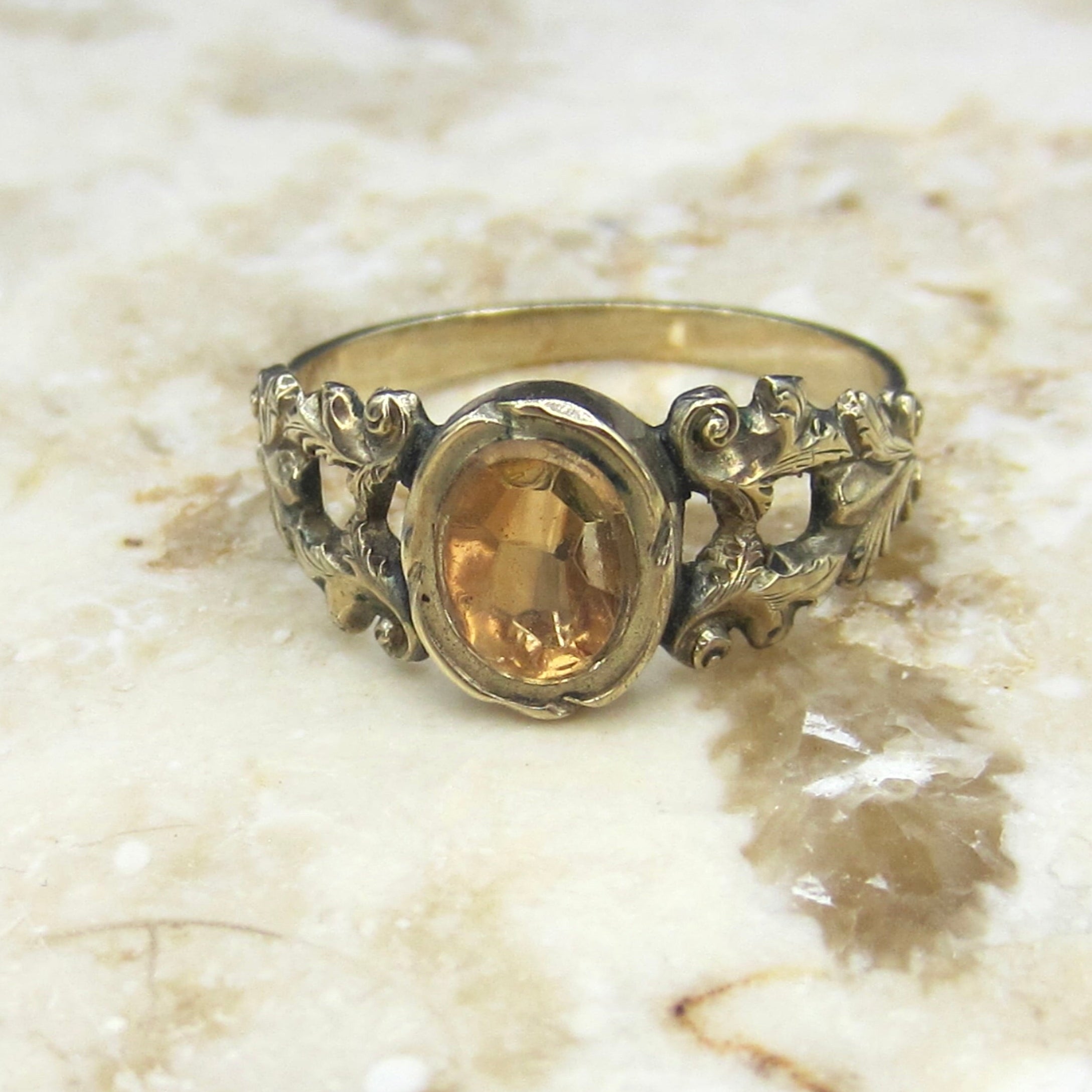 Antique Georgian 14k Gold Citrine Ring c.1830s