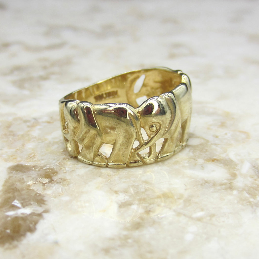 Vintage 14k Gold Elephant Band c.1990s