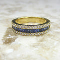 Estate 18k Gold Sapphire and Diamond Band