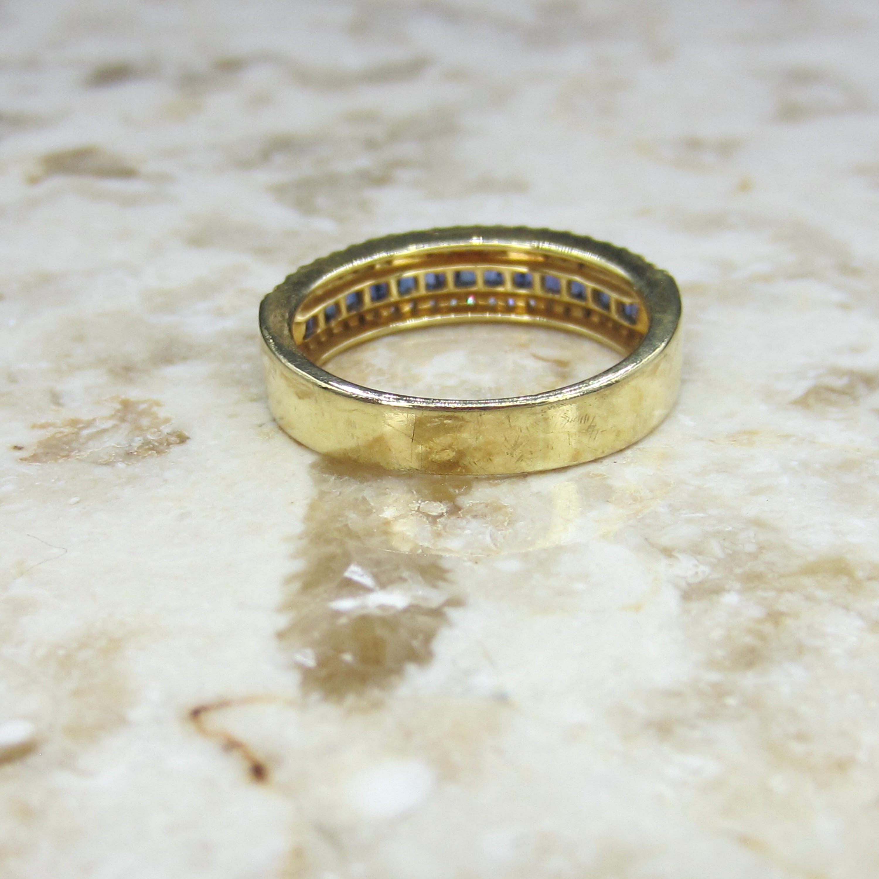 Estate 18k Gold Sapphire and Diamond Band