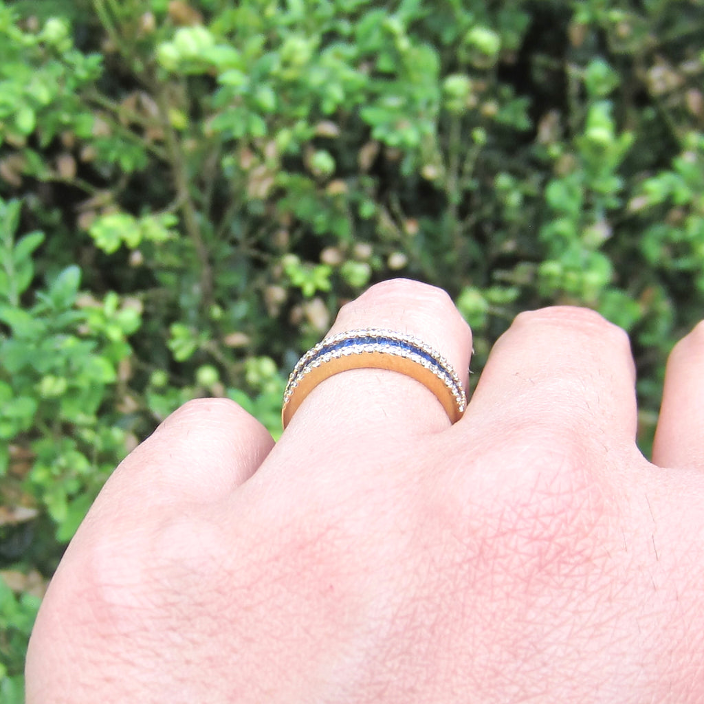 Estate 18k Gold Sapphire and Diamond Band