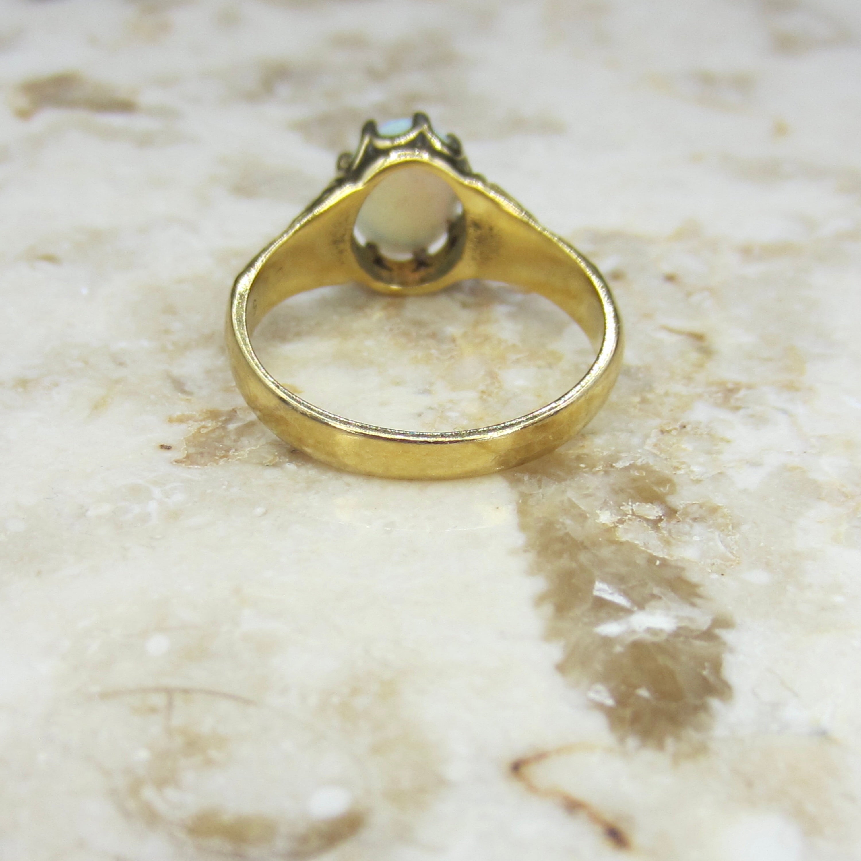 Vintage 14k Gold Victorian Revival Opal Ring c.1940s