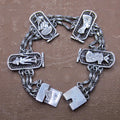 Vintage Egyptian Revival Silver Filigree Panel Bracelet c.1970s