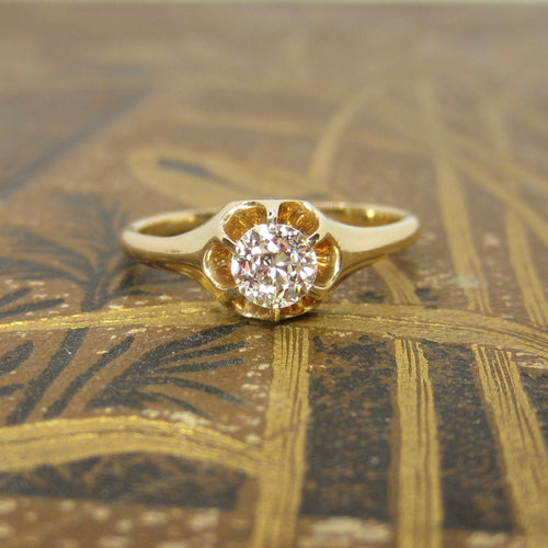 Antique 14k Gold .40 ct Old European Cut Diamond Ring c.1900